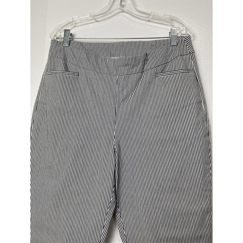 Chico's Dress Pants Women's Size 2R 12 L Navy Blue White Pinstripe  Stretch - Picture 10 of 14